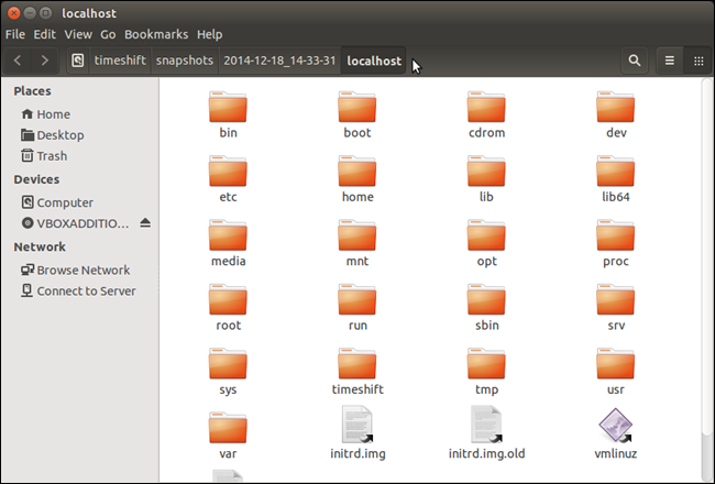 У вікні менеджера файлів відкриється каталог snapshot, в якому будуть перераховані каталоги і файли вашої системи (без файлів користувачів)